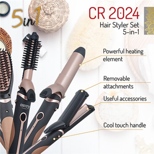 Camry , Hair Styler , CR 2024 , 1200 W , Black/Rose gold