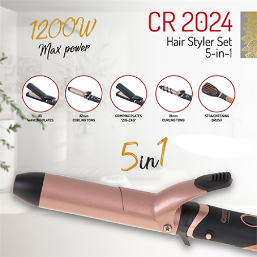 Camry , Hair Styler , CR 2024 , 1200 W , Black/Rose gold