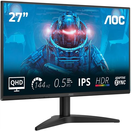 AOC , Q27B36X , 27 , IPS , QHD , 16:9 , 144 Hz , 4 ms , 2560 x 1440 pixels , 300 cd/m² , HDMI ports quantity 1 , Black