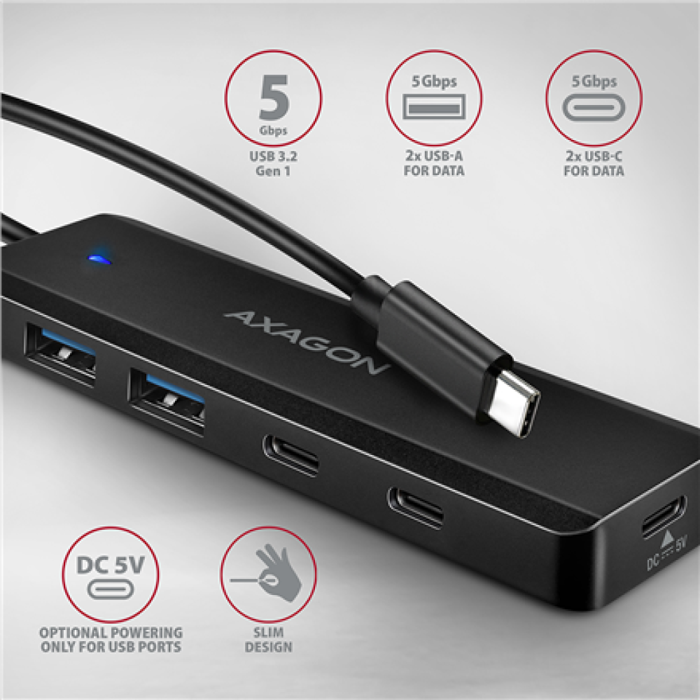 AXAGON USB-C 5Gbps TRAVEL Hub , HUE-C2C