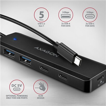 AXAGON USB-C 5Gbps TRAVEL Hub , HUE-C2C