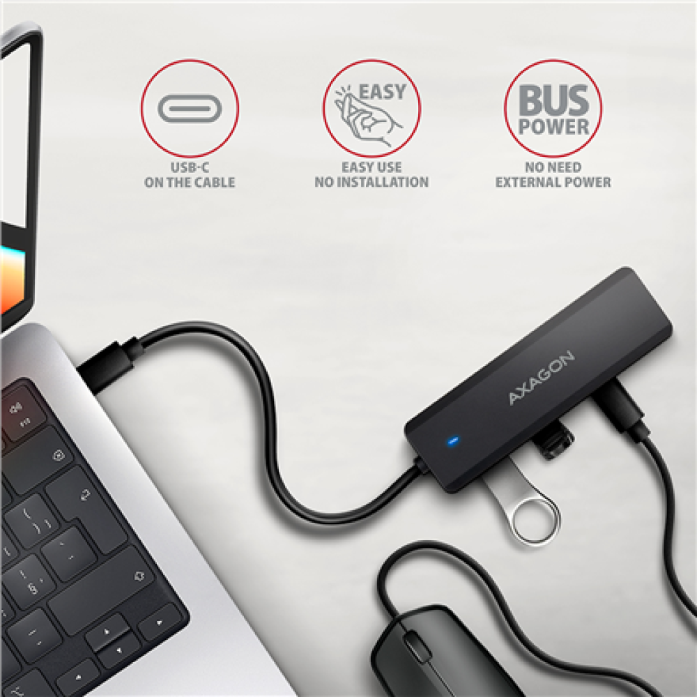 AXAGON USB-C 5Gbps TRAVEL Hub , HUE-C2C