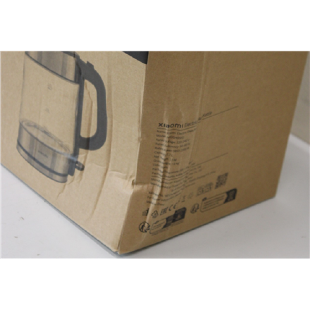 SALE OUT. Xiaomi Electric Glass Kettle EU , Xiaomi , Electric Glass Kettle EU , Electric , 2200 W , 1.7 L , Glass , 360° rotational base , Black/Stainless Steel , DAMAGED PACKAGING