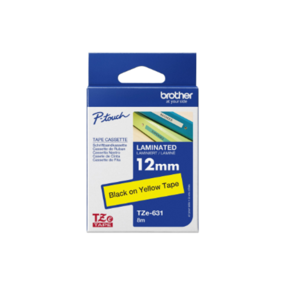 Brother , TZe-631 Laminated Tape , Black on Yellow , TZe , 8 m , 1.2 cm
