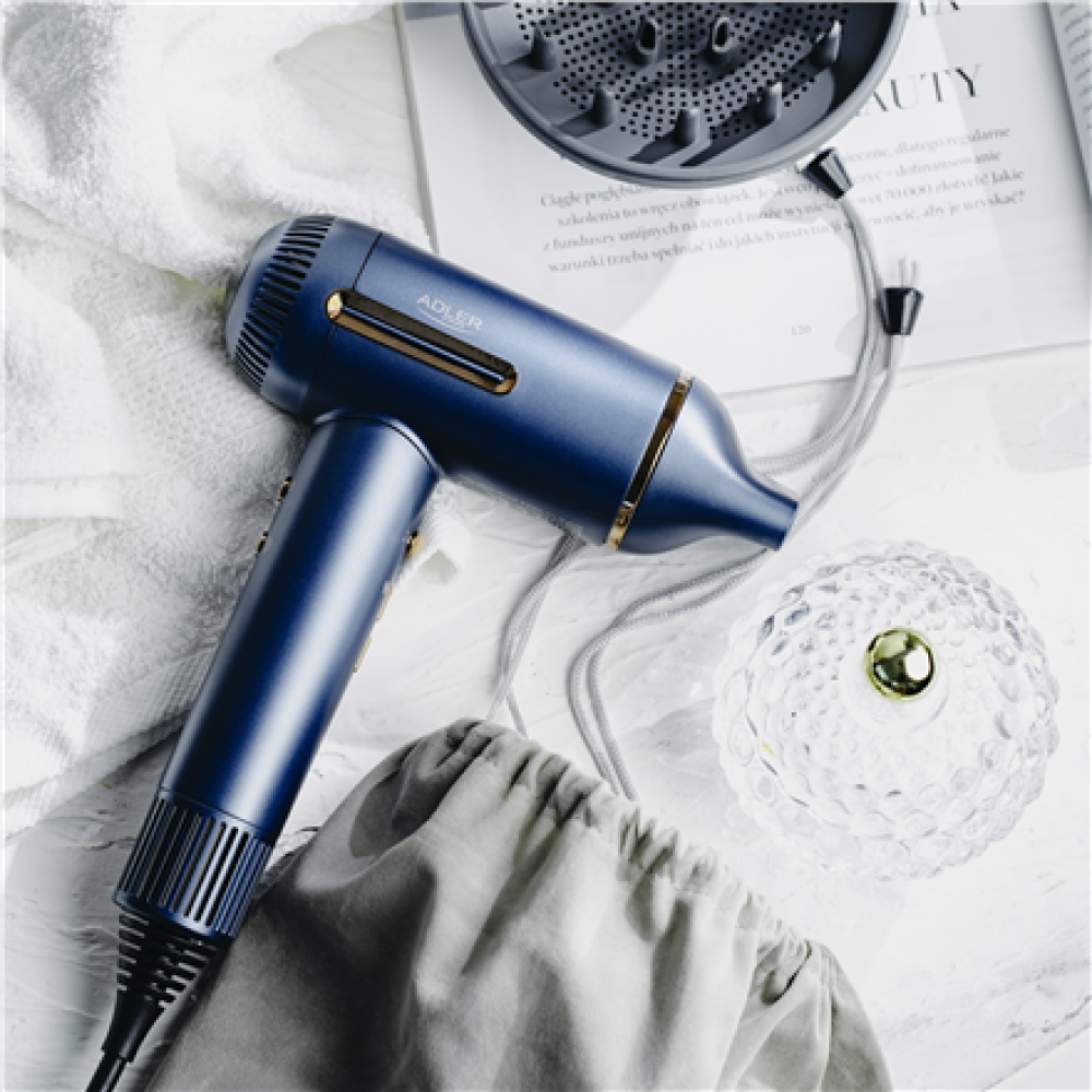 Adler Hair Dryer , AD 2271 SUPERSPEED , 1500 W , Number of temperature settings 6 , Ionic function , Diffuser nozzle , Blue