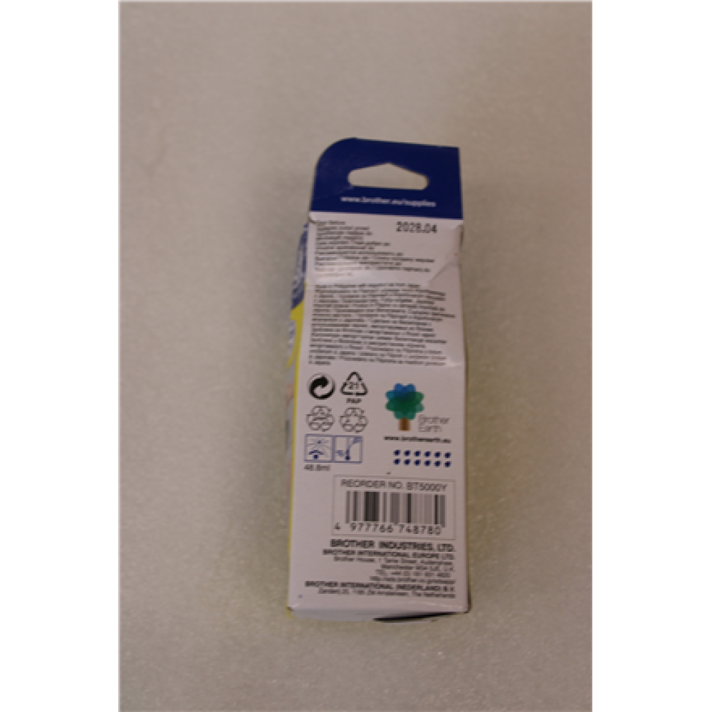 SALE OUT. Brother BT-5000Y Yellow ink bottle , SALE OUT. Brother BT5000Y , Ink Cartridge , Yellow , DAMAGED PACKAGING