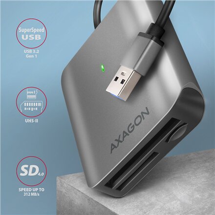AXAGON Aluminum high-speed USB-A 3.2 Gen 1 memory card reader, 3 slots , CRE-S3