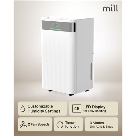 Mill , Dehumidifier , MDH20 , Suitable for rooms up to 20-30 m² , Water tank capacity 4 L , White
