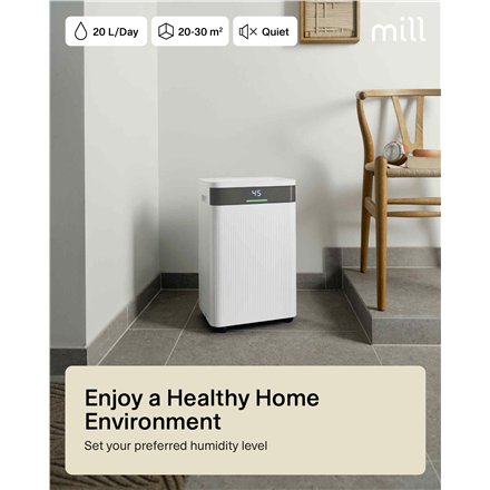 Mill , Dehumidifier , MDH20 , Suitable for rooms up to 20-30 m² , Water tank capacity 4 L , White
