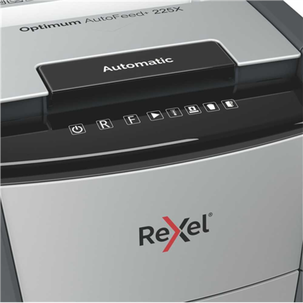 Rexel , Optimum AutoFeed+ 225X Automatic Cross Cut Paper Shredder P4 , Black , 60 L , Paper shredding , Credit cards shredding , 55 dB , Automatic Cross Cut