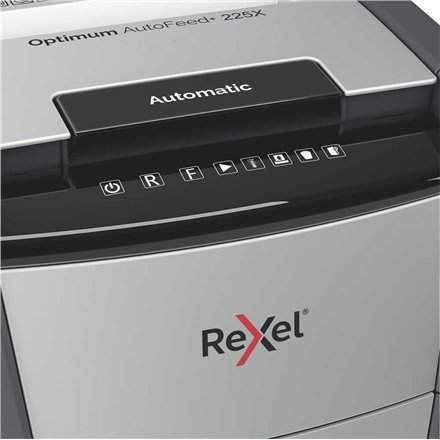 Rexel , Optimum AutoFeed+ 225X Automatic Cross Cut Paper Shredder P4 , Black , 60 L , Paper shredding , Credit cards shredding , 55 dB , Automatic Cross Cut