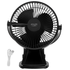 Adler Rechargeable Clip-on Desk Fan , AD 7342 , Table Fan , Black , Diameter 15.5 cm , Number of speeds 3 , Oscillation , 5 W