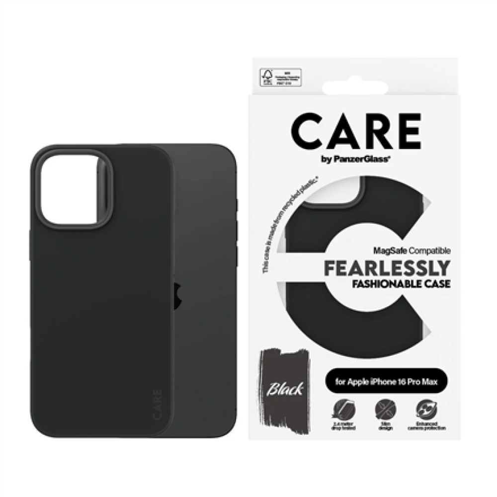 CARE Fashionable Case , Back cover , Apple , iPhone 16 Pro Max , Recycled plastic , Black , MagSafe