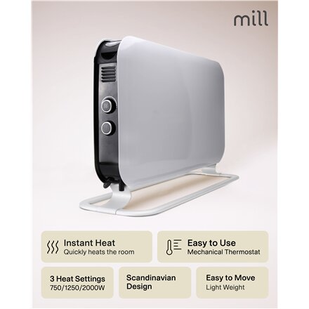 Mill , Heater , SG2000MEC , Convection Heater , 2000 W , Number of power levels 3 , Suitable for rooms up to 5-20 m² , White , N/A