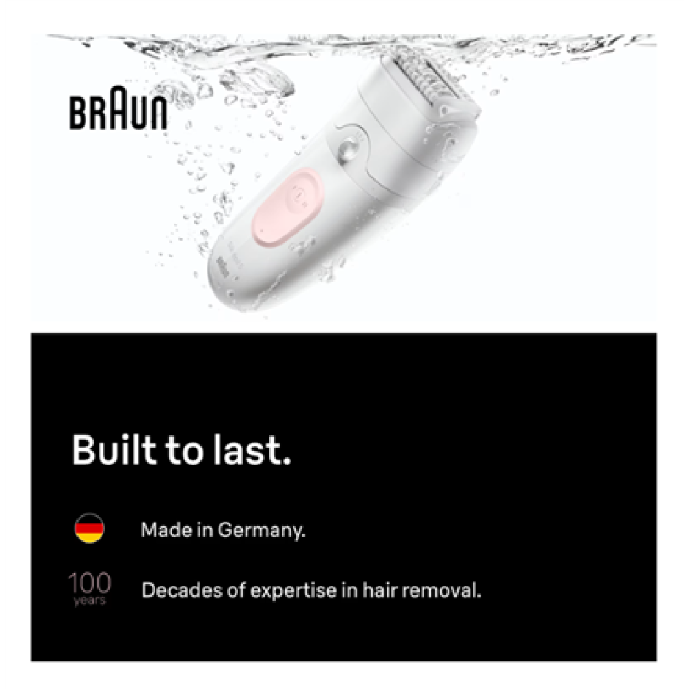 Braun Epilator , Silk-épil 5 SE5-000 , Operating time (max) 40 min , Number of power levels 2 , Wet & Dry , White/Pink