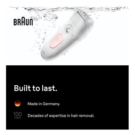 Braun Epilator , Silk-épil 5 SE5-000 , Operating time (max) 40 min , Number of power levels 2 , Wet & Dry , White/Pink