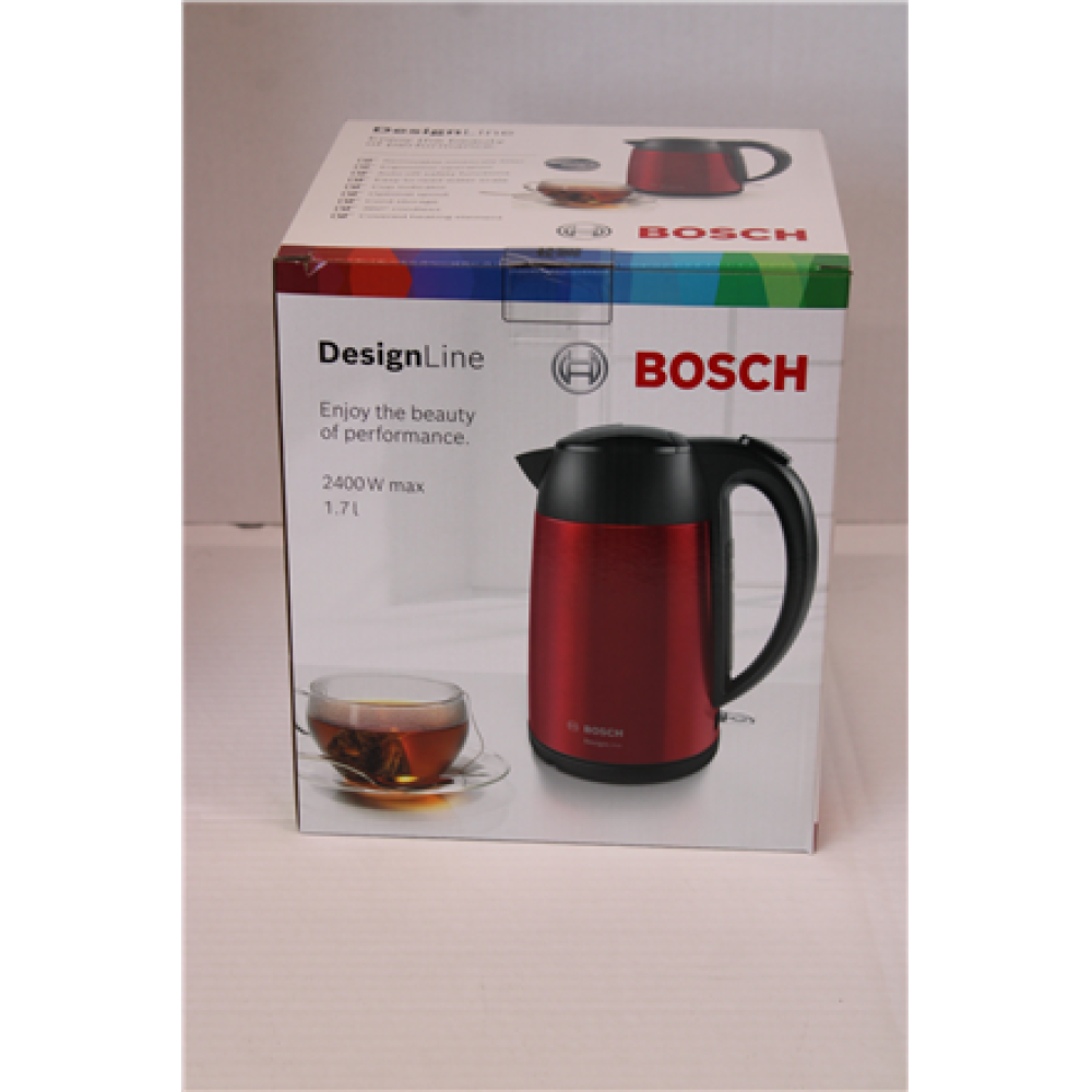SALE OUT. Bosch , Kettle , DesignLine TWK3P424 , Electric , 2400 W , 1.7 L , Stainless steel , 360° rotational base , Red , DAMAGED PACKAGING