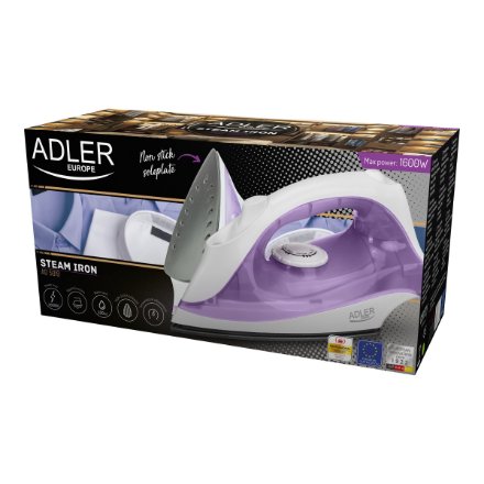 Iron , Adler , AD 5019 , With cord , 1600 W , Water tank capacity 100 ml , Continuous steam 10 g/min , Violet/White
