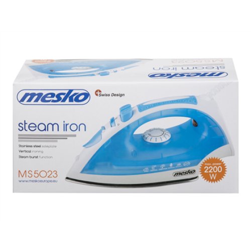 Iron , Mesko , MS 5023 , With cord , 2200 W , Blue/White