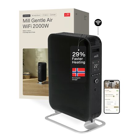 Mill , WiFI GEN3 Oil Filled Radiator , OIL2000WIFI3 , Oil Filled Radiator , 2000 W , Number of power levels 3 , Black