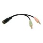 Logilink , Audio Adapter 3.5 Stereo 4-Pin Female to 2 x 3.5 Stereo Male , 4-pin 3.5 mm stereo jack , 2 x 3-pin stereo female socket