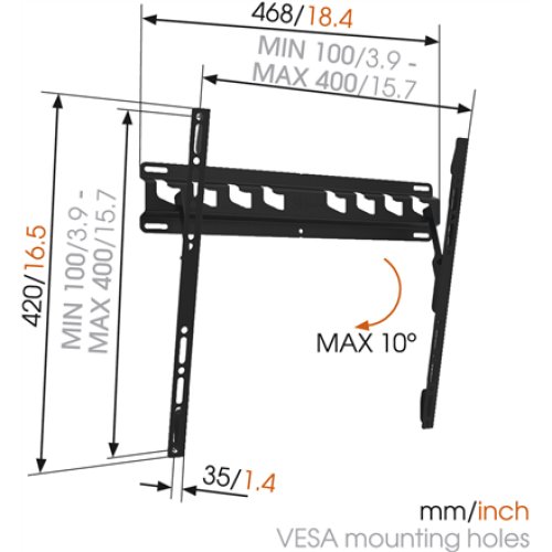 Vogels , Wall mount , MA3010-A1 , Tilt , 32-55 , Maximum weight (capacity) 40 kg , Black