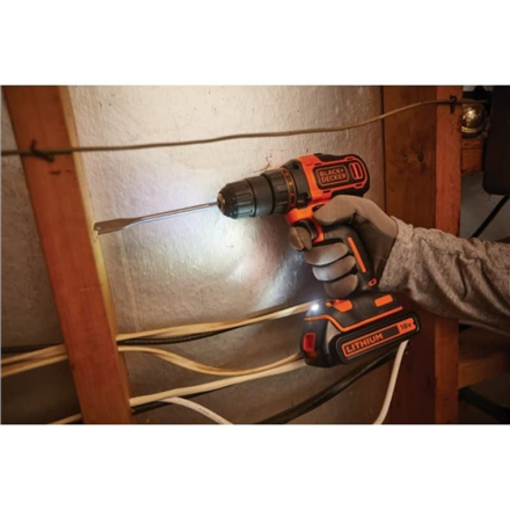 BLACK & DECKER 18V , 2x1.5 Ah Cordless drill driver , BDCDD186KB-QW
