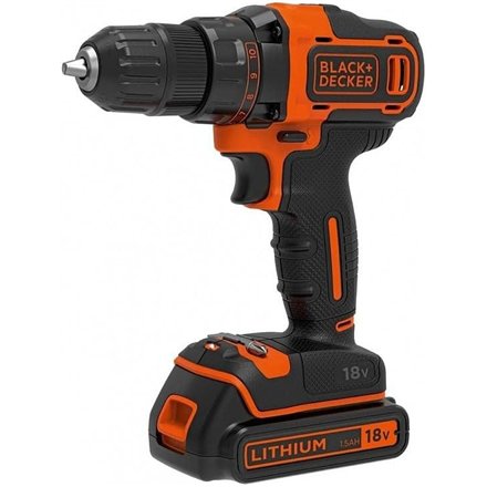 BLACK & DECKER , 18V , 2x1.5 Ah Cordless drill driver , BDCDD186KB-QW