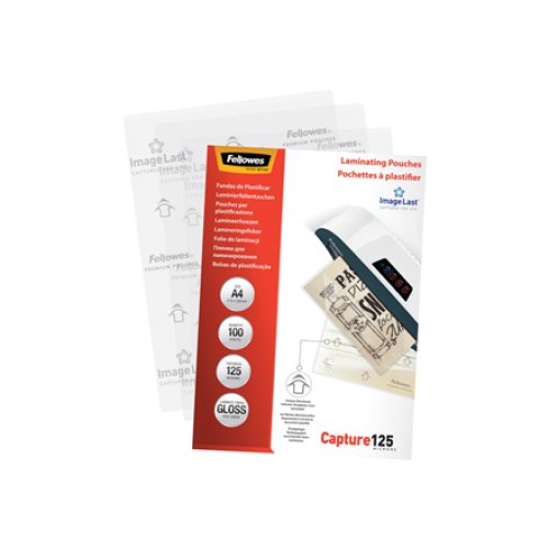Fellowes , Laminating Pouch PREMIUM , A4 , Glossy , Thickness: 125 micron, Qty Per Pack: 100 pcs; Ideal for notices, craft materials, signage and frequently handled documents; Compatible with all laminator brands