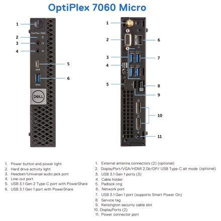 DELL Renewed Grade A , OptiPlex 7060 Micro , Intel Core i5 , i5‑8500T , 8 GB , SSD , 128 GB , Intel UHD Graphics 630 , Windows 11 Pro