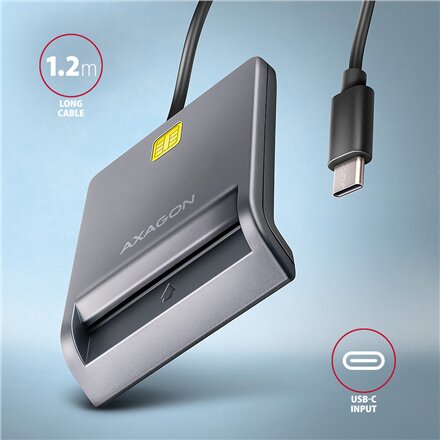 AXAGON USB-C Smart Card FlatReader , CRE-SM3TC