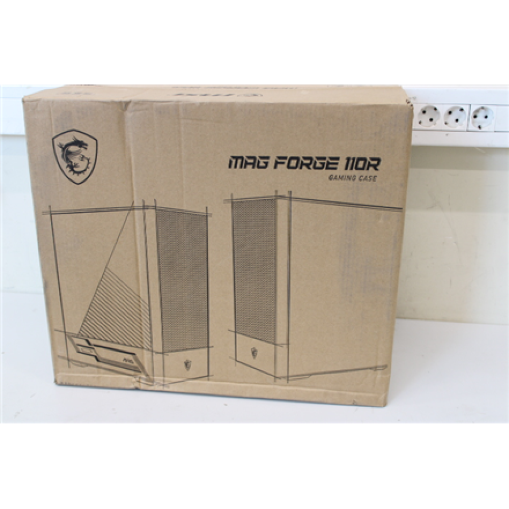 SALE OUT. MSI MAG FORGE 110R PC Case, Mid-Tower, USB 3.2, Black , MSI , DAMAGED PACKAGING, BROKEN LEG