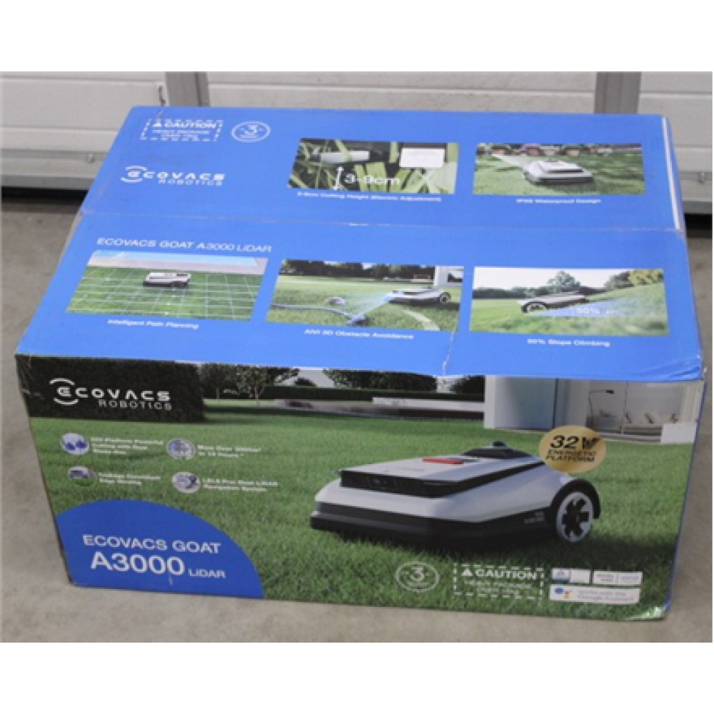 SALE OUT. Ecovacs GOAT A3000 LiDAR Lawn Mower, Robot, Efficiency 400 m²/h, Dual LiDAR + Camera, White/Black , Ecovacs , Lawn Mower , GOAT A3000 LiDAR , DAMAGED PACKAGING , 5000 Ah