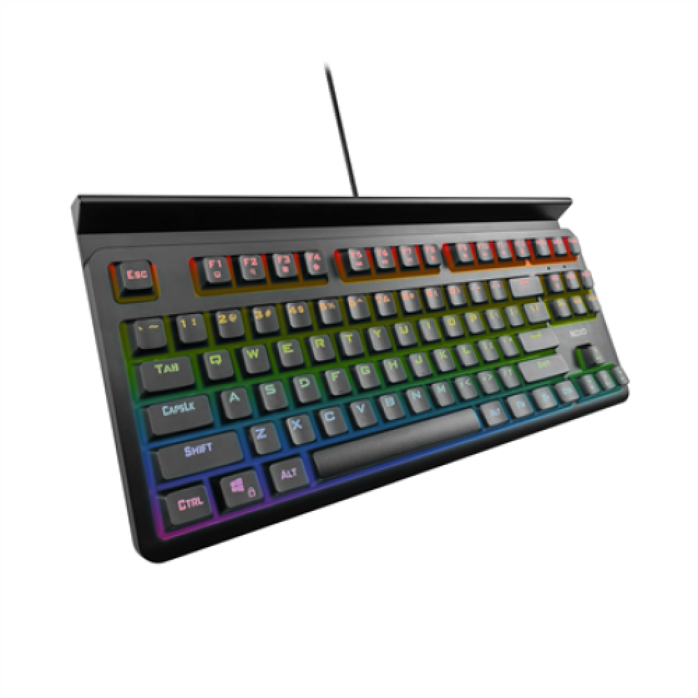 NOXO Specter Gaming keyboard Mechanical Mechanical switches with noticeable tactile and audible feedback; Individually backlit keys with dynamic lighting effects and rainbow illumination; Compact design maximizes desktop space for mouse movement; Long las