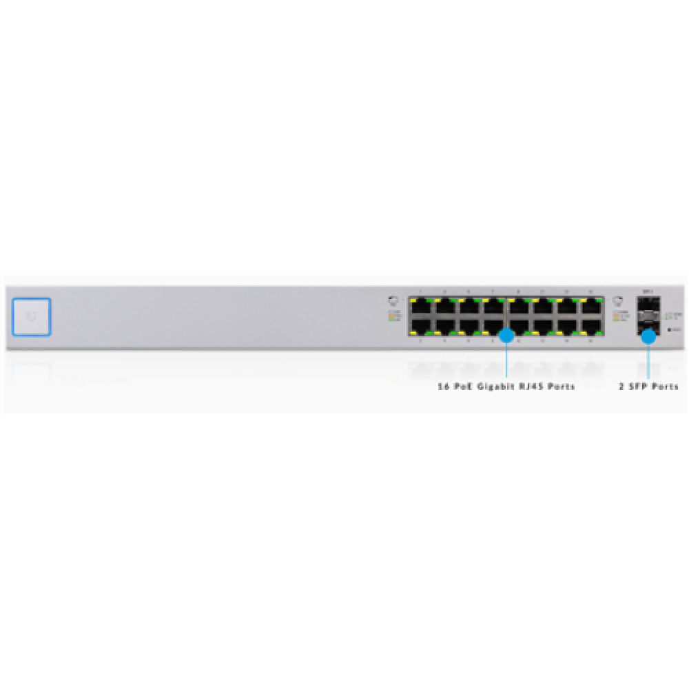 Ubiquiti , 16Port Gigabit Switch with PoE and SFP , USW-16-POE , Managed L2 , Rack-mountable/Desktop