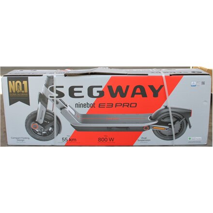 SALE OUT. Ninebot by Segway eKickScooter E3 Pro E , Segway E3 Pro E , eKickScooter , 800 W , Up to 25 km/h , 10 , 24 month(s) , Silver and Gray , DAMAGED PACKAGING AND PAINT. DIRTY, SCRATCHED, INSTALLATION MARKS