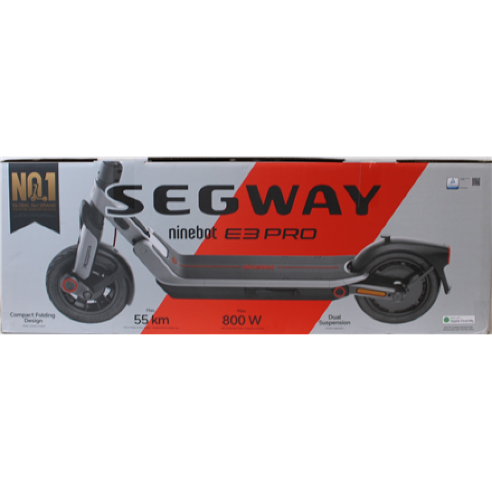 SALE OUT. Ninebot by Segway eKickScooter E3 Pro E , Segway E3 Pro E , eKickScooter , 800 W , Up to 25 km/h , 10 , 24 month(s) , Silver and Gray , DAMAGED PACKAGING AND PAINT. DIRTY, SCRATCHED, INSTALLATION MARKS