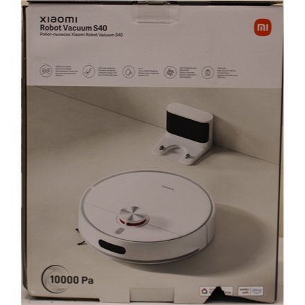 SALE OUT. Xiaomi Robot Vacuum S40 EU , Xiaomi Robot Vacuum S40 EU , Wet&Dry , 5200 mAh , Dust capacity 0.52 L , 10000 Pa , White , DAMAGED PACKAGING , 24 month(s)