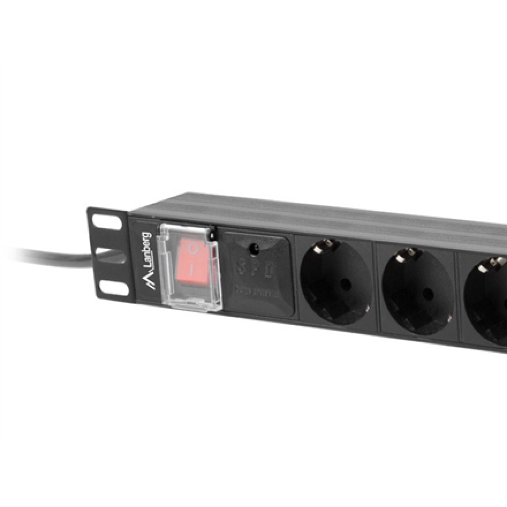Lanberg Power Distribution unit (PDU) 19 1U 16A 2m 8X Schuko oulets , PDU-08F-0200-BK