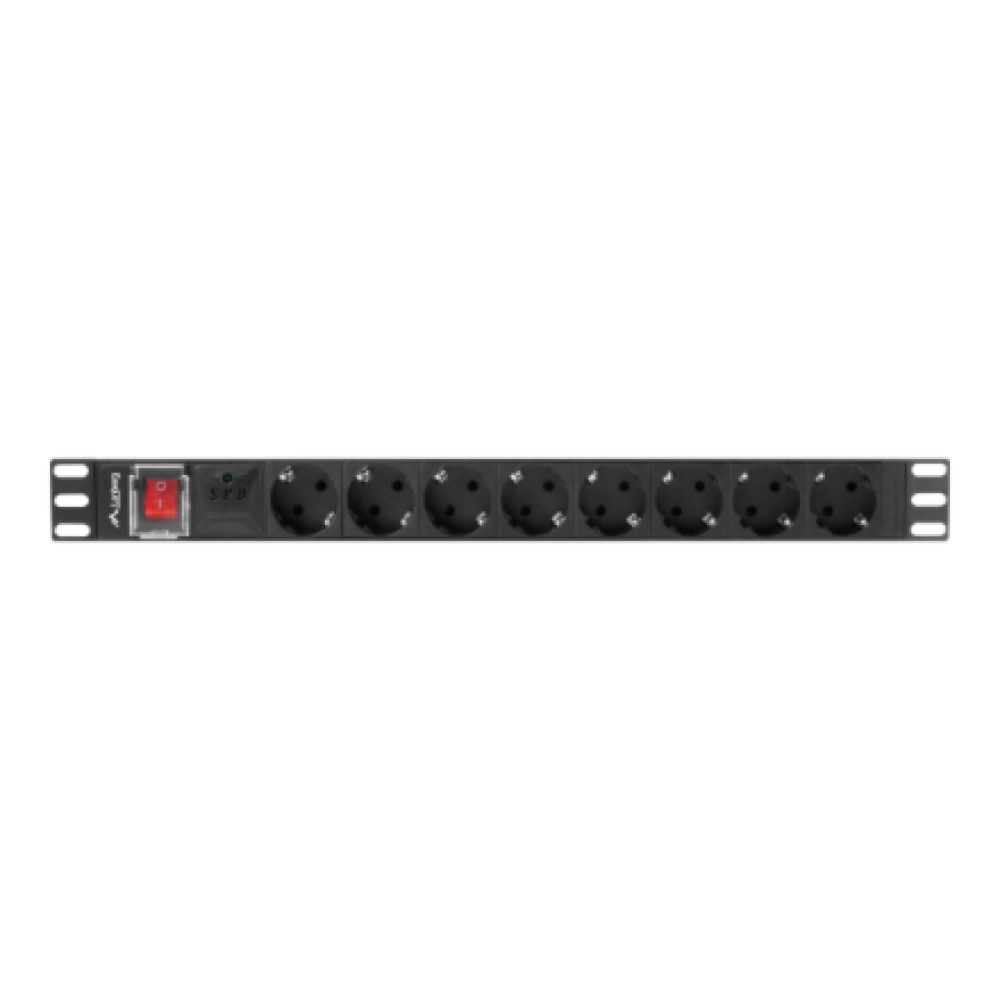 Lanberg Power Distribution unit (PDU) 19 1U 16A 2m 8X Schuko oulets , PDU-08F-0200-BK