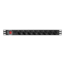 Lanberg Power Distribution unit (PDU) 19 1U 16A 2m 8X Schuko oulets , PDU-08F-0200-BK