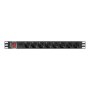 Lanberg Power Distribution unit (PDU) 19 1U 16A 2m 8X Schuko oulets , PDU-08F-0200-BK