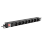 Lanberg Power Distribution unit (PDU) 19 1U 16A 2m 8X Schuko oulets , PDU-08F-0200-BK