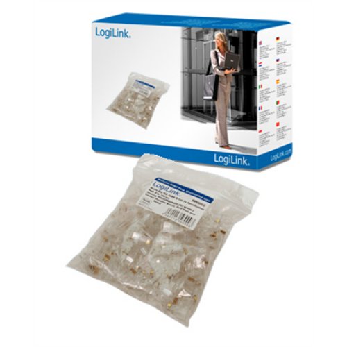 Logilink , MP0002 , CAT5e Modular PlugSuitable for 8P8C Round CablePlug unshieldedGold-plated contacts , Transparent