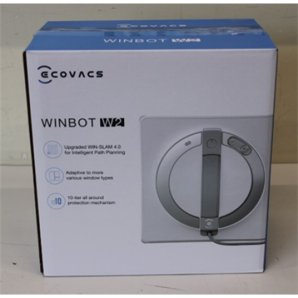 SALE OUT. Ecovacs Window cleaning robot WINBOT W2, Auto-Spray, Intelligent steady climbing system, WIN-SLAM 4.0, White, UNPACKED, USED, MISSING ONE CLOTH , Windows Cleaner Robot , WINBOT W2 , Corded , 2800 Pa , White , UNPACKED, USED, MISSING ONE CLOTH