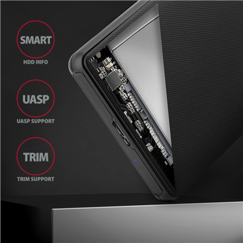 AXAGON Screwless USB 3.2 Gen 1 - SATA 6G external box for 2.5 SSD/HDD , EE25-SL