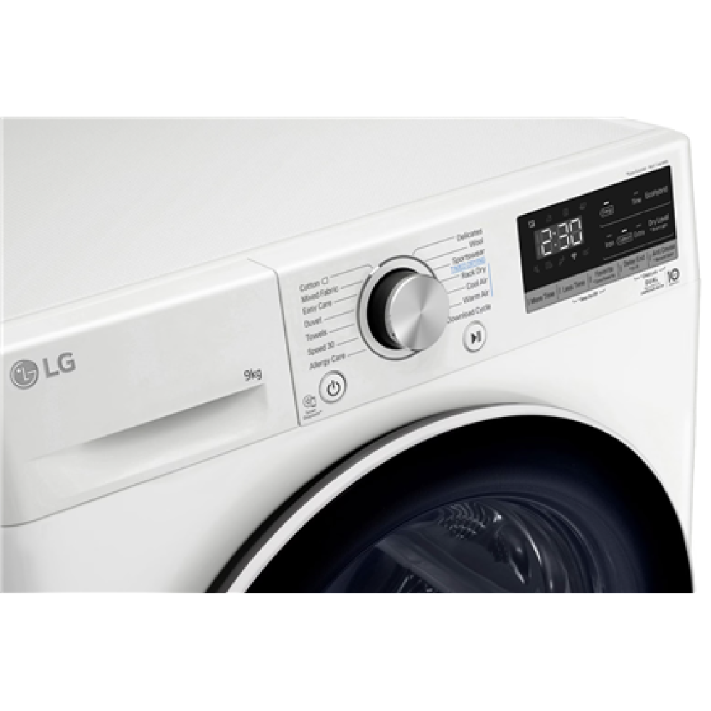 LG Dryer Machine , RH90V9AV4N , Energy efficiency class C , Front loading , 9 kg , LED , Depth 66 cm , Wi-Fi , White