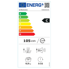 LG Dryer Machine , RH90V9AV4N , Energy efficiency class C , Front loading , 9 kg , LED , Depth 66 cm , Wi-Fi , White