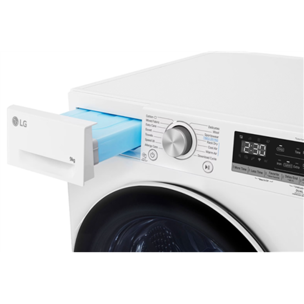 LG Dryer Machine , RH90V9AV4N , Energy efficiency class C , Front loading , 9 kg , LED , Depth 66 cm , Wi-Fi , White