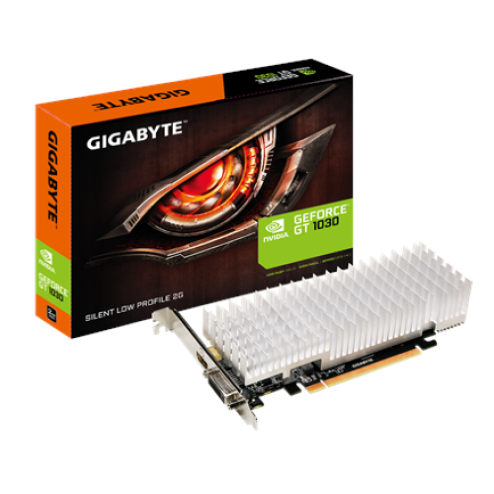 Gigabyte Low Profile NVIDIA, 2 GB, GeForce GT 1030, GDDR5, Processor frequency 1252 MHz, DVI-D ports quantity 1, HDMI ports quantity 1, PCI Express 3.0, Memory clock speed 6008 MHz